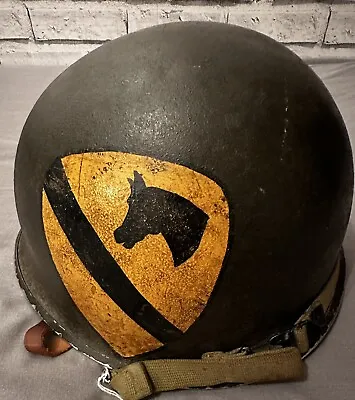 US M1 Helmet Vietnam War 1st Cavalry; Blue Max. LT Col. Helmet • £275