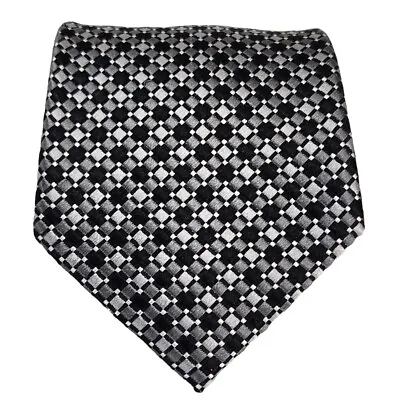 Donald J. Trump Signature Collection Tie Black Silver Check Necktie 60 Lx3 5/8 W • $14.99