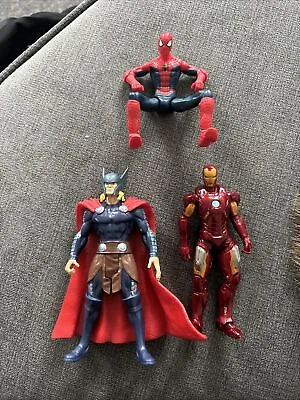 3 Marvel Action Figures Spider Man Ironman Thor Toys  • £9.99