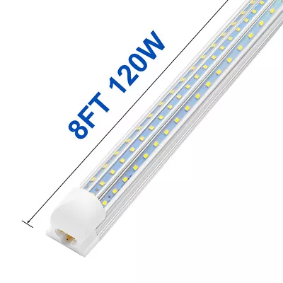T8 LED Shop Light Fixture 2FT 4FT 8FT Integrated D-shape LED Tube Light 28W~120W • $328.37