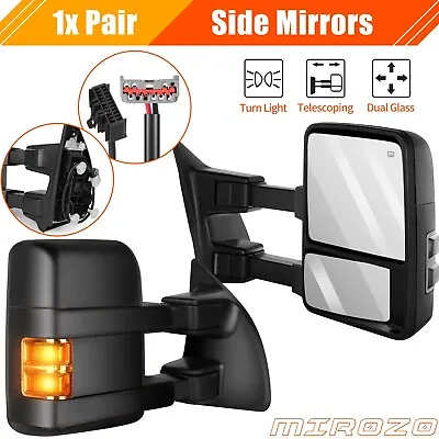 MIROZO For 1999-2016 Ford F250-550 Super Duty Side Tow Mirrors Smoke Signal Pair • $99.98