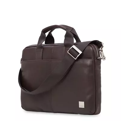 Knomo London Stanford 13” Slim Laptop Briefcase Brown Leather New With Tags • £130