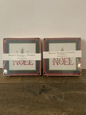 New MacKenzie-Childs Patience Brewster Seasons Greeting Cork Backed Coasters (8) • $75