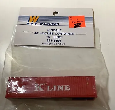 N Scale Walthers “K” Line 40’ Hi-Cube Container 933-3404 • $6.50