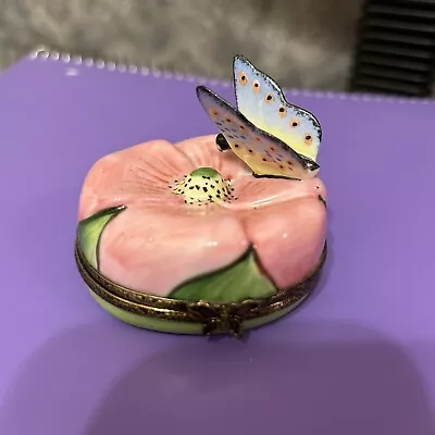 Vintage Limoges Peint Main Butterfly Limoges Trinket Box • $44.90