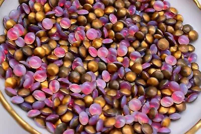 $4.99 • Buy 20 Sabrina Ruby Pink Foiled Glass Cabochons 6 Mm Germany, Vintage