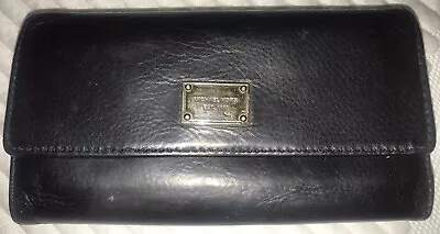 VINTAGE! *MICHAEL KORS* Black Pebbled Leather Trifold Wallet W/Zip Pocket • $17