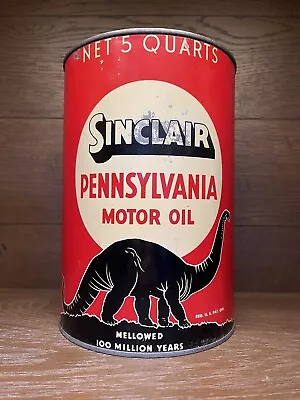 Original ~Sinclair ~ Five Quart Motor Oil Can With Dino Graphic • $108.50