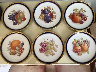 6 Bavaria SCHUMANN Arzberg Germany ECHT COBALT 7  BOUNTIFUL Salad/Dessert Plates • $48