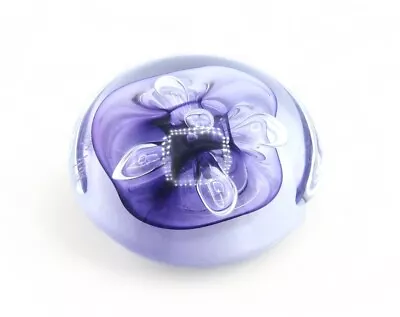 Rollin Karg Art Glass Abstract Purple Controlled Bubble Signed Paperweight • $40