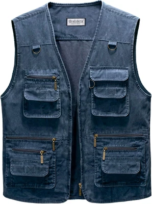 Uomo Uomo Gilet Da Pesca Multi-Tasche Smanicato Traspirante Per Safari Campeggio - 3