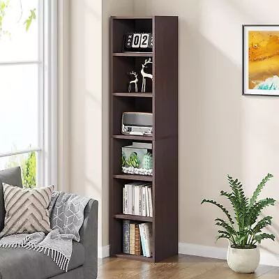 Tribesigns Tall Slim Bookcase 180cm White Corner Bookshelf 6 Tier Cube Shelves • £79.99