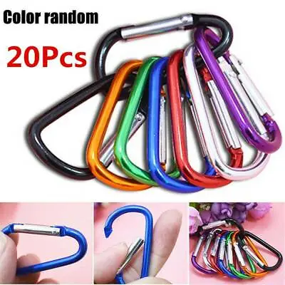 Set Of 20 Aluminum Carabiner D-Ring Clip Hook Climbing Keychain Screw Locking UK • £3.07