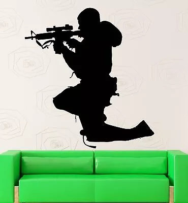 Wall Sticker Vinyl Decal Soldier Sniper Military Army Decor Rifle Gun (z1034) • $49.99