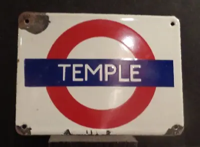 Vtg Enameled Porcelain London Underground Souvenir Subway Sign For Temple Stop • $35