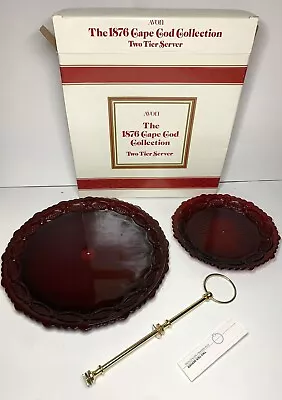 1987  1876 Cape Cod Collection  TWO TIER SERVER   Roman Rosette Pattern Avon NIB • $29.85