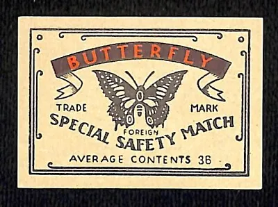 Vintage Matchbox Label Butterfly  Special Safety Match  C1950's-60's Scarce • $7.99