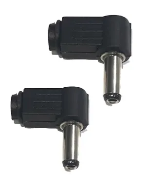 2X 2.5mm X 5.5mm Male Plug Right Angle L Jack DC Power Tip Connector 14mm Length • £1.95
