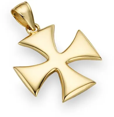 14k Gold Large Holy Warrior Maltese Cross Pendant For Men - Made In USA • $1171