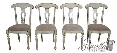 L63058EC: Set Of 4 Gustavian Style Paint Decorated Dining Room Chairs • $1095