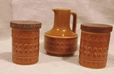 Hornsea Pottery 'Saffron'  Salt & Pepper Shakers  & Vinegar / Oil Jug [No Lid ] • £19.06