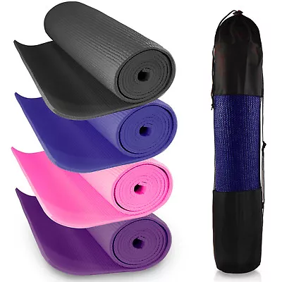 Yoga Mat Gym Fitness Exercise Eco Friendly Foam 6mm Non Slip Pilates Physio Mats • £7.45