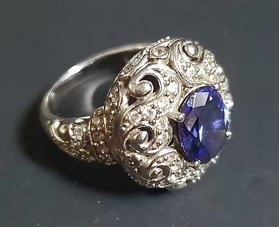 Vintage Victoria Wieck Saphire Color Stone 925 Silver Ring • $65