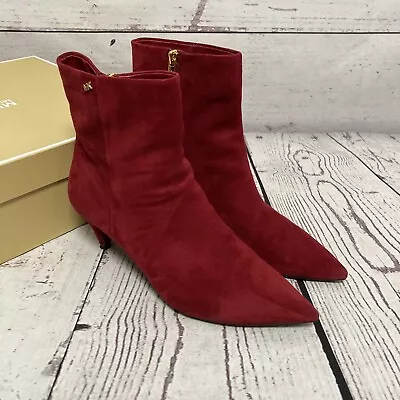 Michael Kors Boots Womens Size Red Maroon Suede Ankle Bootie Blaine Flex Kitten • $32.18