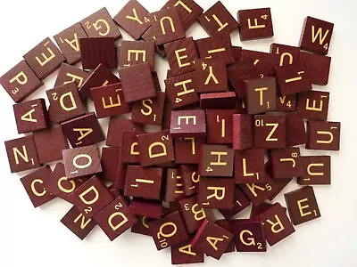 Burgundy Scrabble Deluxe Letter Tiles W/Gold Letters Complete Set Of 100  • $20.99