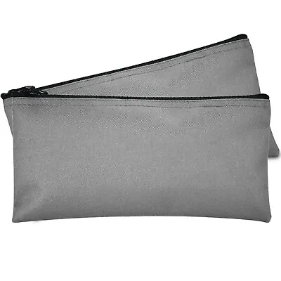 Deposit Bag Bank Pouch Zippered Safe Money Bag Organizer In GRAY 2 PACK • $7.95