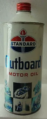 Vintage Standard Oil Co OUTBOARD Motor Oil Cone Top Quart Can Boat Graphics • $75