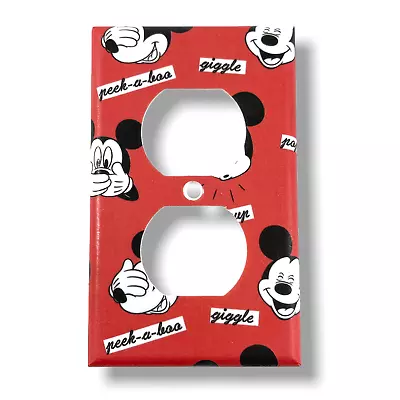 Red Mickey Mouse Design Decorative Duplex Outlet Wall Plate Cover • $7.80