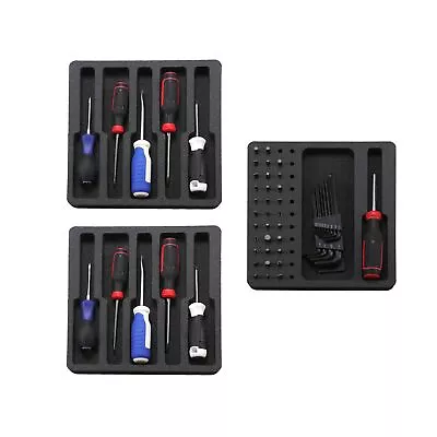 Tool Drawer Organizer 3pc Screwdriver Bit Driver Set Black Foam 10x11 • $32.98