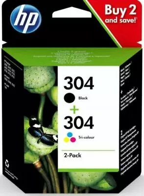 Genuine HP 304 Black & Tri Colour Ink Cartridge 3JB05AE For OfficeJet 2620 2630 • £24.82