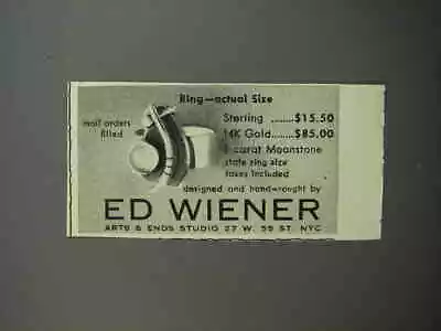 1952 Ed Wiener Ring Ad - Mail Orders Filled • $19.99