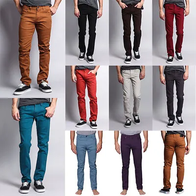 Victorious Men's Spandex Color Skinny Jeans Stretch Colored Pants   DL937-PART-1 • $25.95