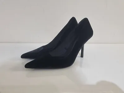 Zara Women's Heel Black Velvet Shoes Size Uk 3 • £23.99