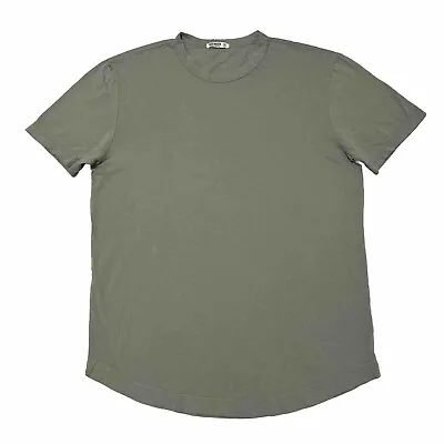 Buck Mason Men SMALL Tshirt Green Short Sleeve Curved Hem Tee Made In USA Cotton • $17.99