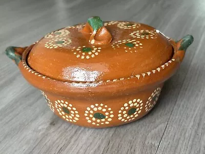 Vintage Hand Painted Red Clay Terra Cotta Pot With Lid • $24.99