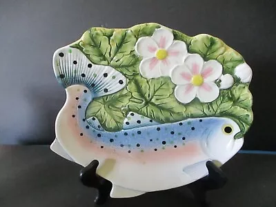 TAKAHASHI Hand Painted San Francisco Japan Decorative Fish Flowers Plate • $11.99