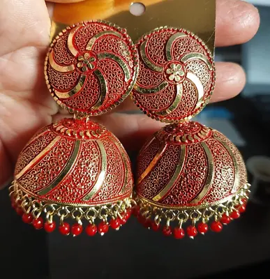 Indian Bollywood Gold Plated Pearl Earrings Kundan Earring Jewelry For Women • $23.30