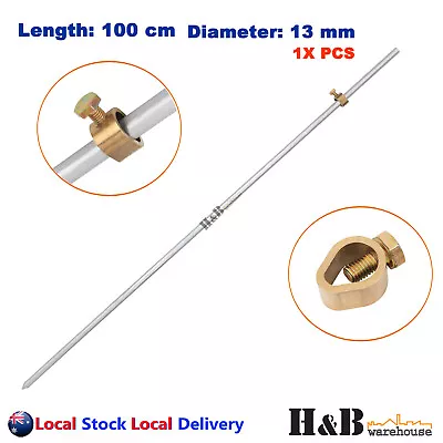 Electric Fence Earth Bar Galvanised Steel Earth Rod Grounding Spike Brass Clamp • $22.71