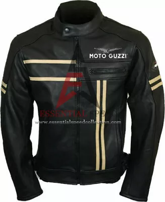 Moto Guzzi Racing Motorbike Leather Jacket Cow Hide/5 Protection Armour Inside • $166.50