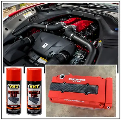 2pk Wrinkle Plus Red Spray Paint Coating Can Auto Car Valve Cover High Temp • $53.95