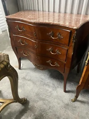 Antique Mahogany Serpentine Antique French Mahogany Marble Top Commode Or Chest • $1320