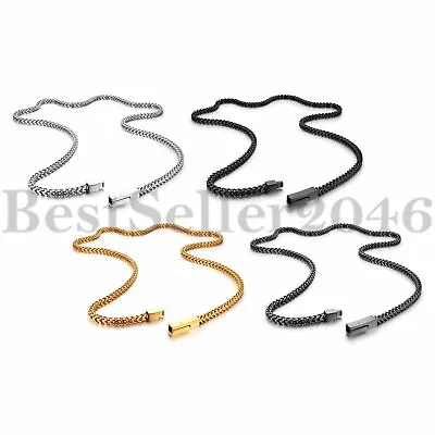 4mm Biker Stainless Steel Franco Chain Necklace For Men Square Box Chain 25  • $13.99