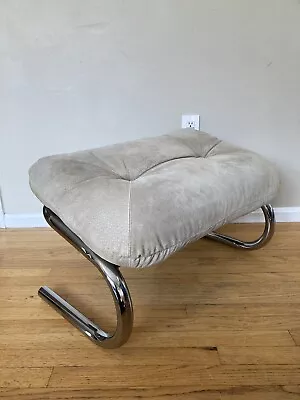 Milo Baughman For Directional Mid Century Chrome Suede Ottoman For Lounge Chair • $850