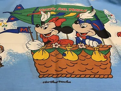 Vtg. Walt Disney Mickey Mouse Balloon Full Size Flat Sheet 2 Pillow Case SET • $37.50