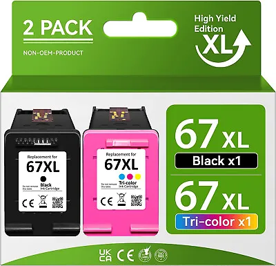 XXL Black Color Ink Cartridges For HP 67 XL Deskjet 4140 4152e 4155 4158 Printer • $40.33