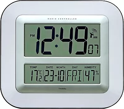 £25.99 • Buy Jumbo LCD Radio Controlled Wall Clock With Temperature And Humidity Display